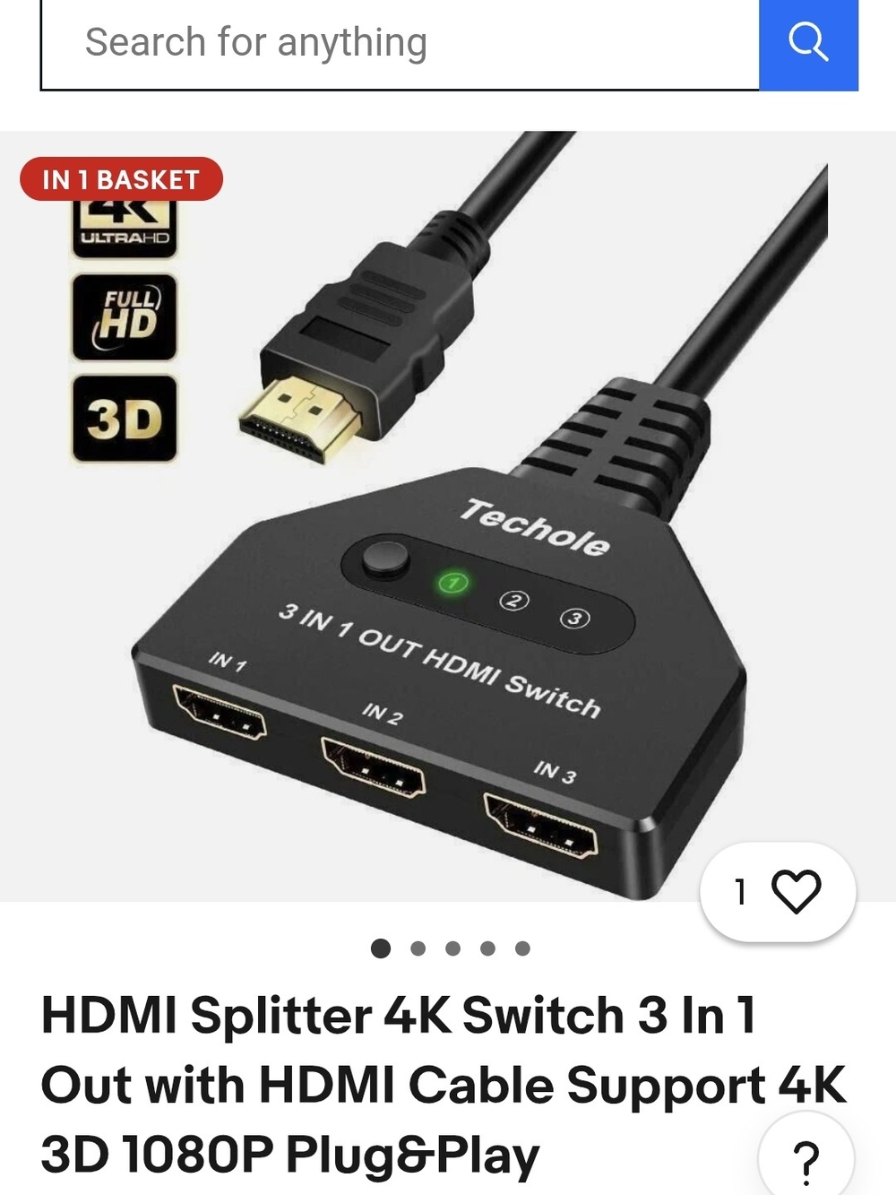 Echo 3-in-1 HDMI Switch Splitter - Black